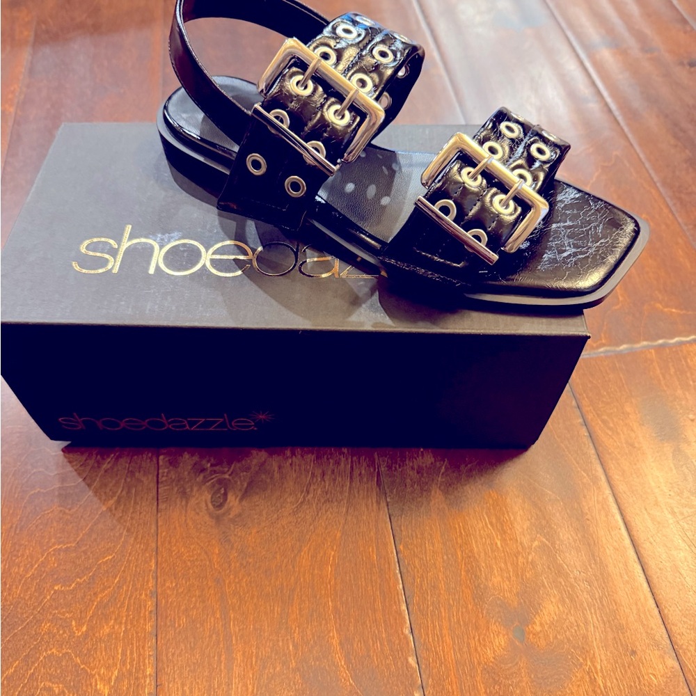 Brand New Black and Silver Sandals with box. Never worn!